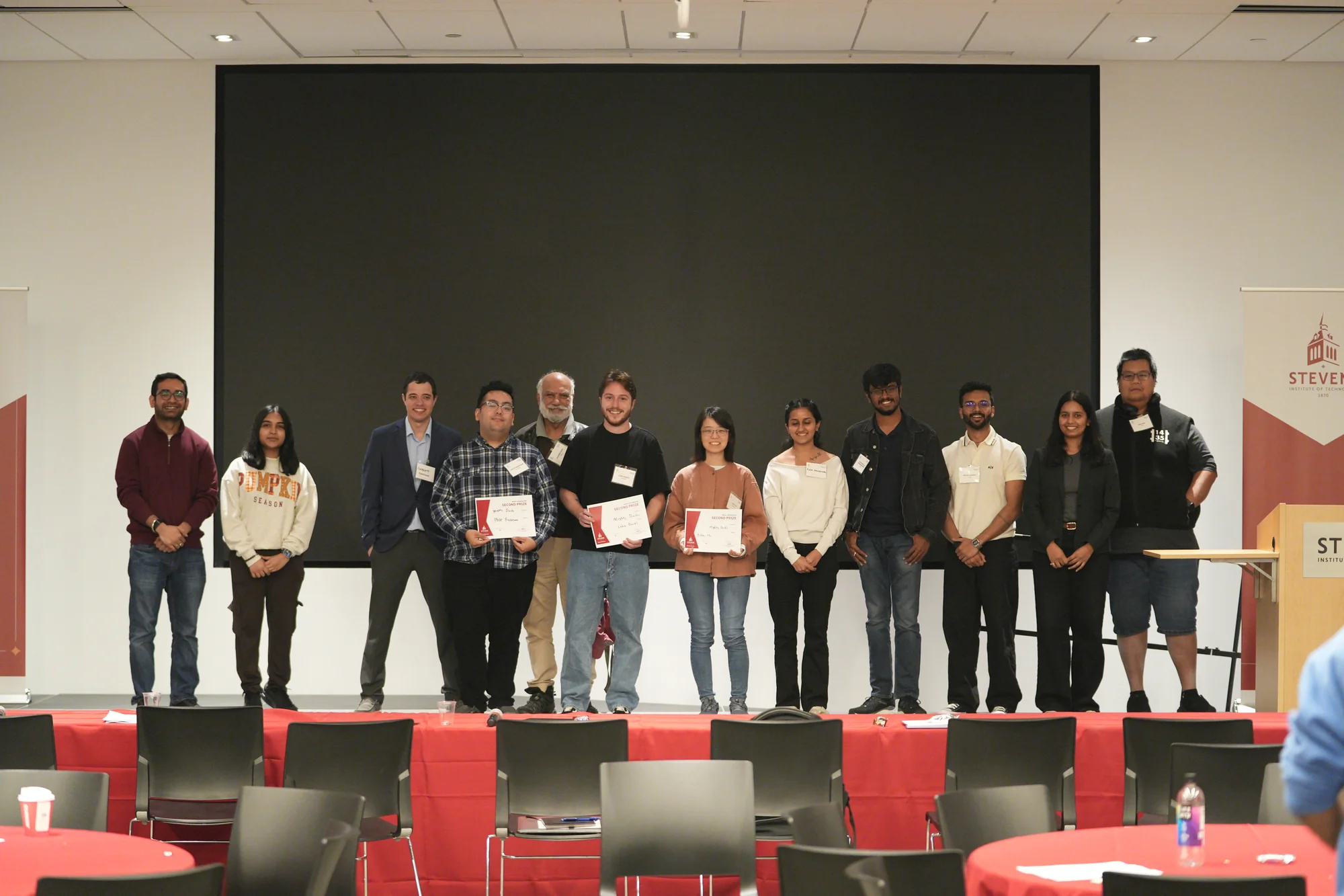 Hackathon participants and organizers at the Stevens award ceremony